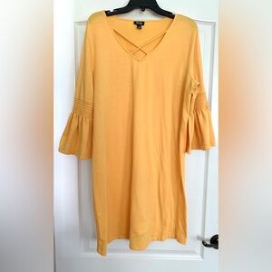 Yellow Dress Bell Sleeve Knit a.n.a. A New Approach Shift XL Artisan Boho Beauty